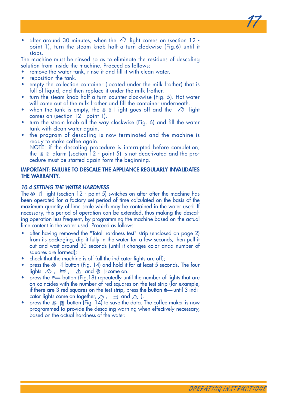 Operating instructions | DeLonghi ESAM3300 User Manual | Page 17 / 22