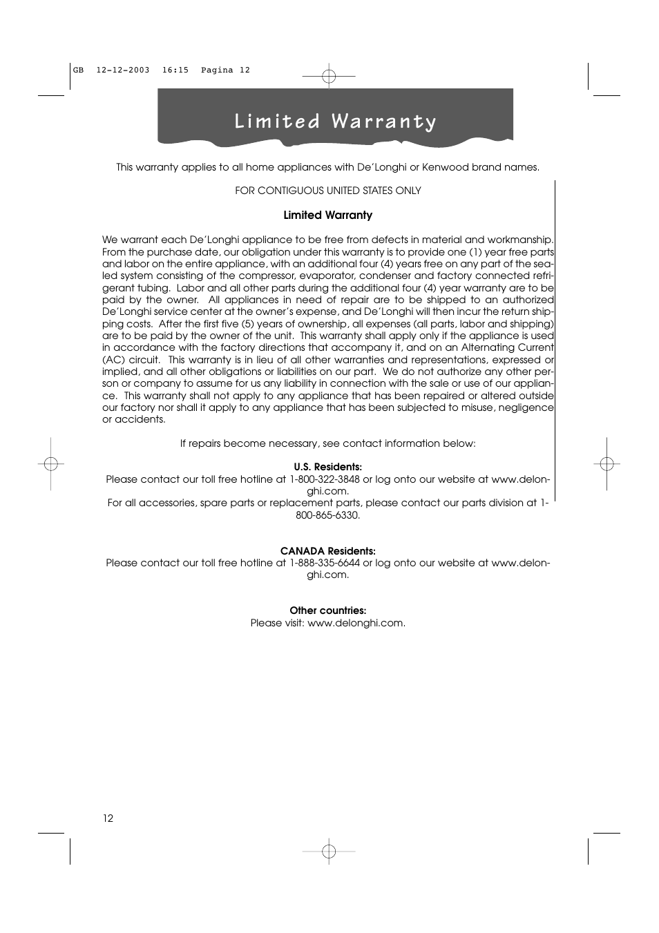 DeLonghi 50EDDE User Manual | Page 11 / 11
