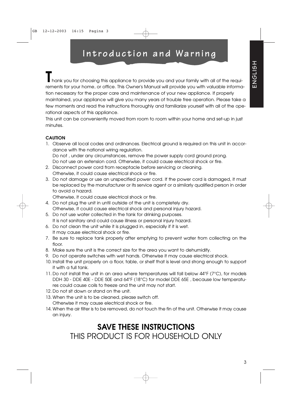 English | DeLonghi 50EDDE User Manual | Page 2 / 11