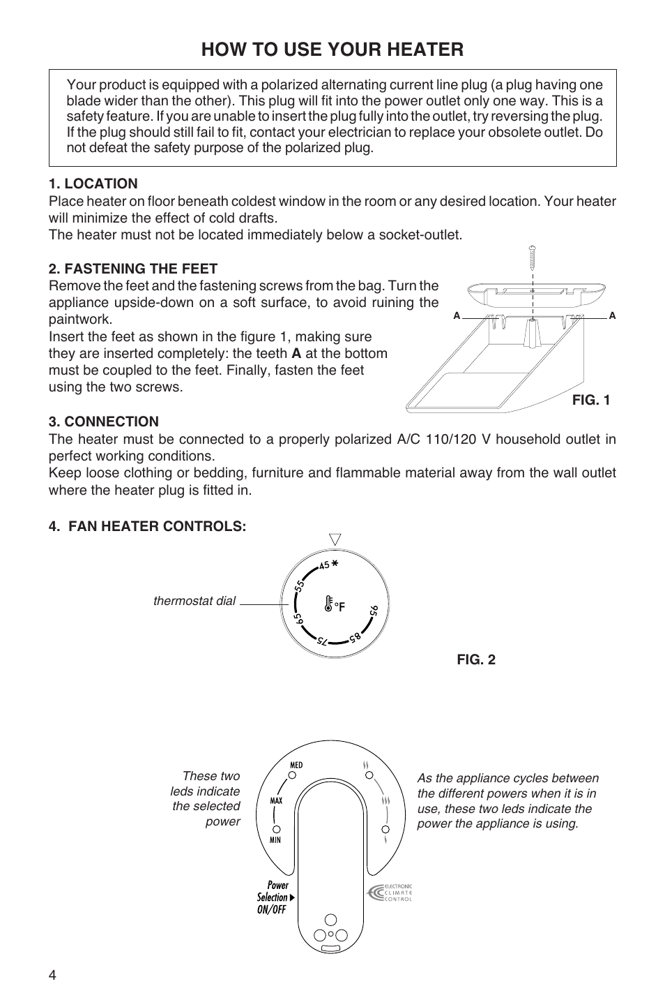 How to use your heater | DeLonghi NJ 07663 User Manual | Page 4 / 6