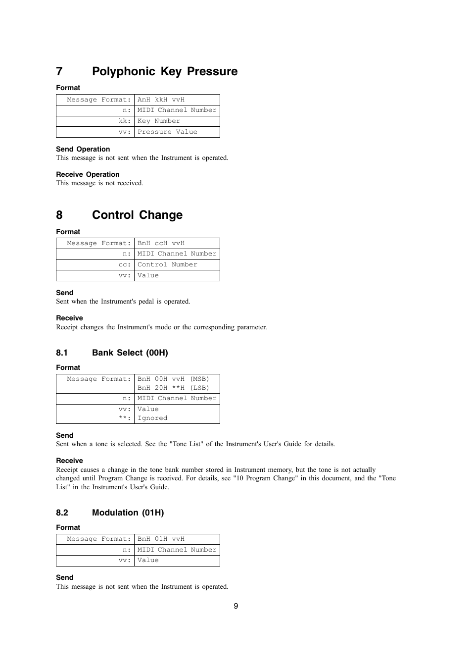 7polyphonic key pressure, 8control change | Casio PX-700 User Manual | Page 9 / 65