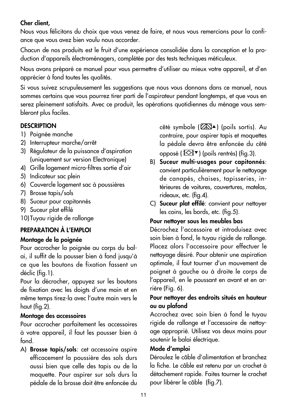 DeLonghi Upright Vacuum Cleaner User Manual | Page 11 / 17