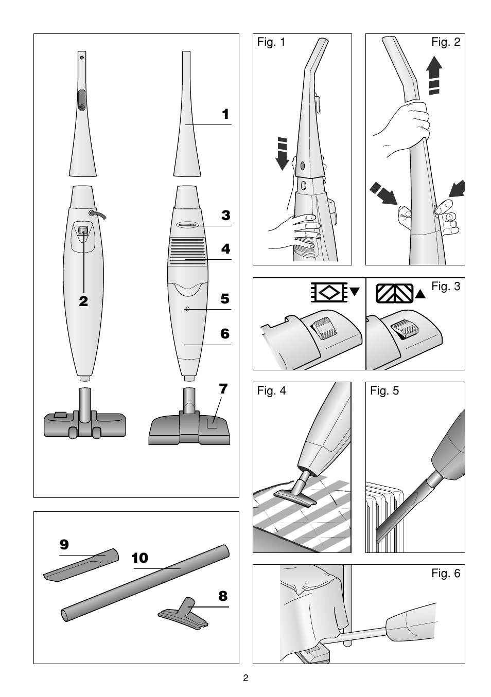 DeLonghi Upright Vacuum Cleaner User Manual | Page 2 / 17