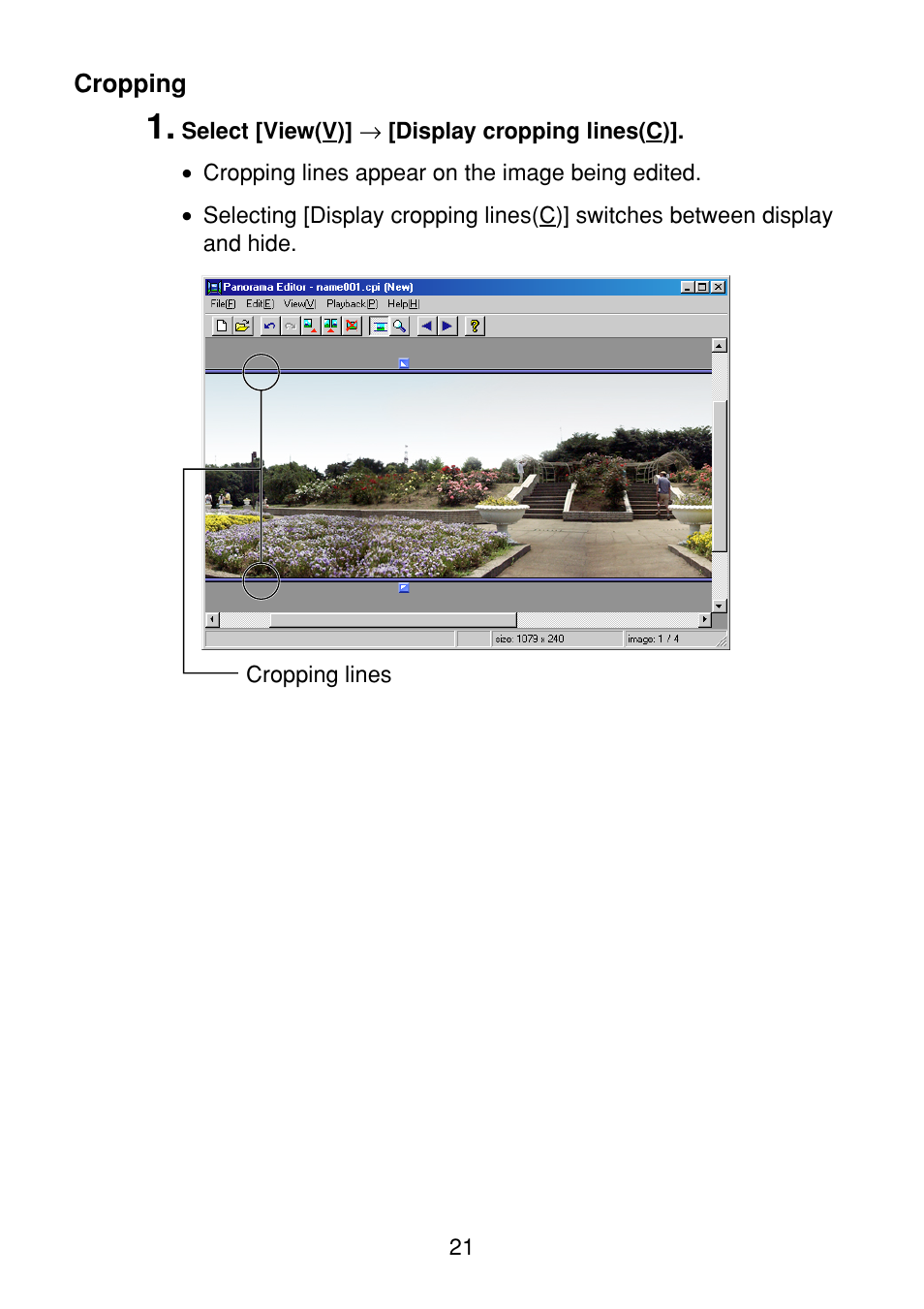 Cropping | Casio Panorama Editor User Manual | Page 22 / 35