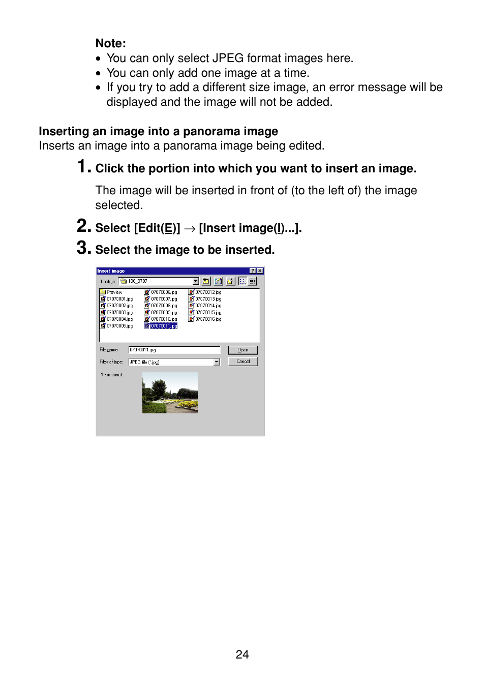 Inserting an image into a panorama image | Casio Panorama Editor User Manual | Page 25 / 35