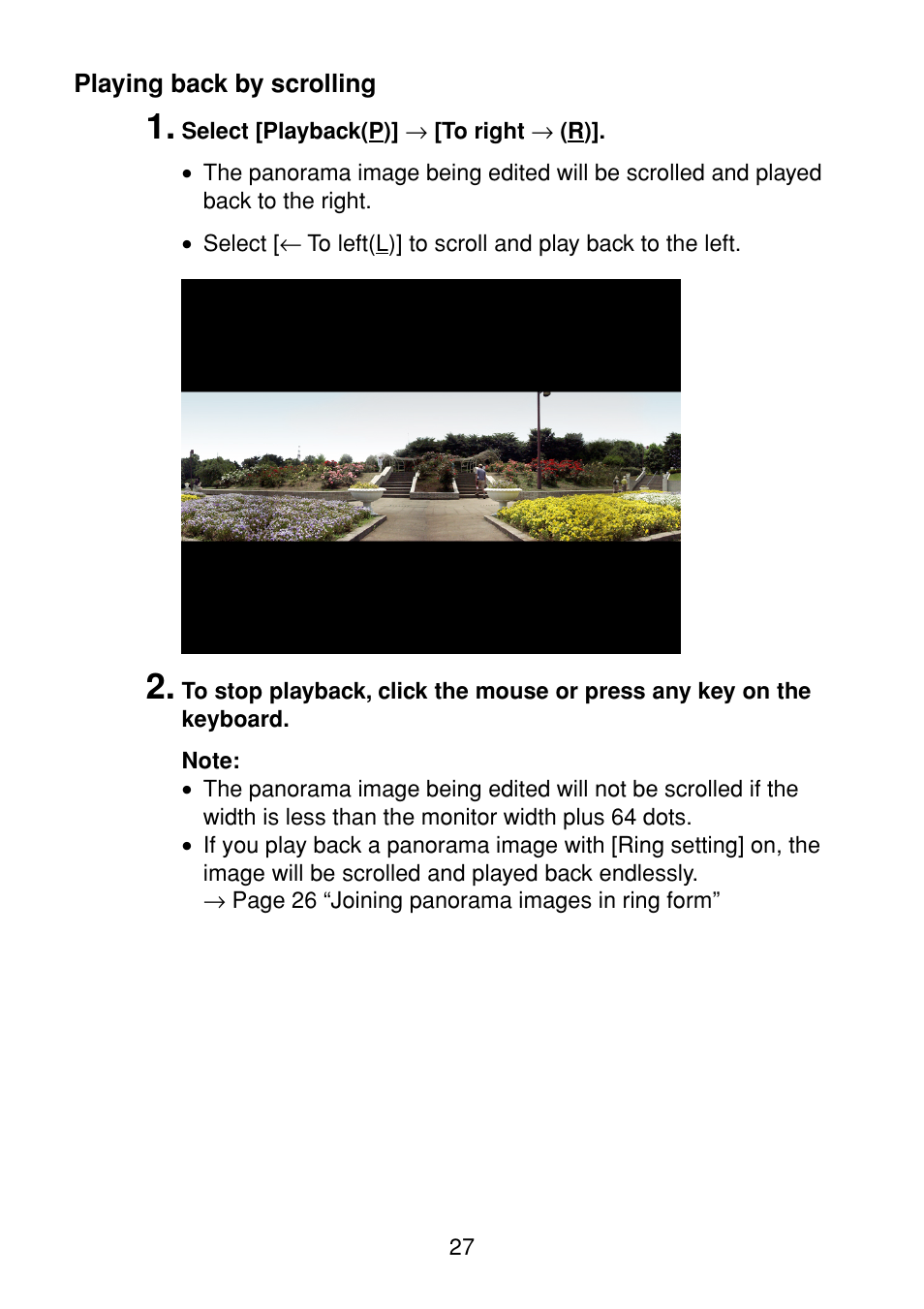 Playing back by scrolling | Casio Panorama Editor User Manual | Page 28 / 35