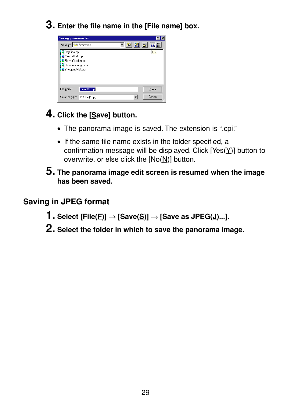 Saving in jpeg format | Casio Panorama Editor User Manual | Page 30 / 35