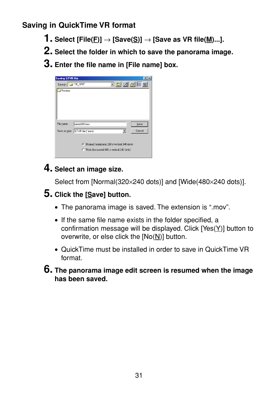 Saving in quicktime vr format | Casio Panorama Editor User Manual | Page 32 / 35