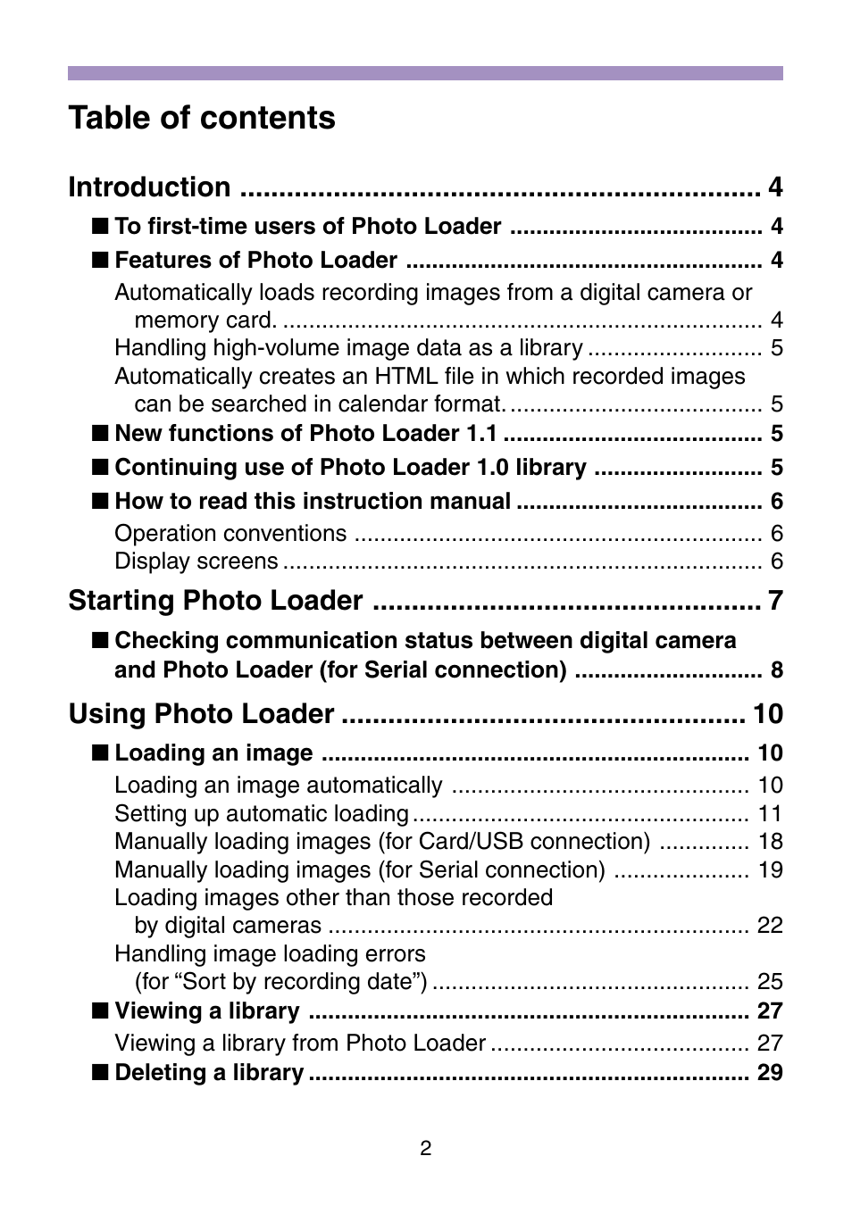 Casio Photo Loader v.1.1 User Manual | Page 3 / 47