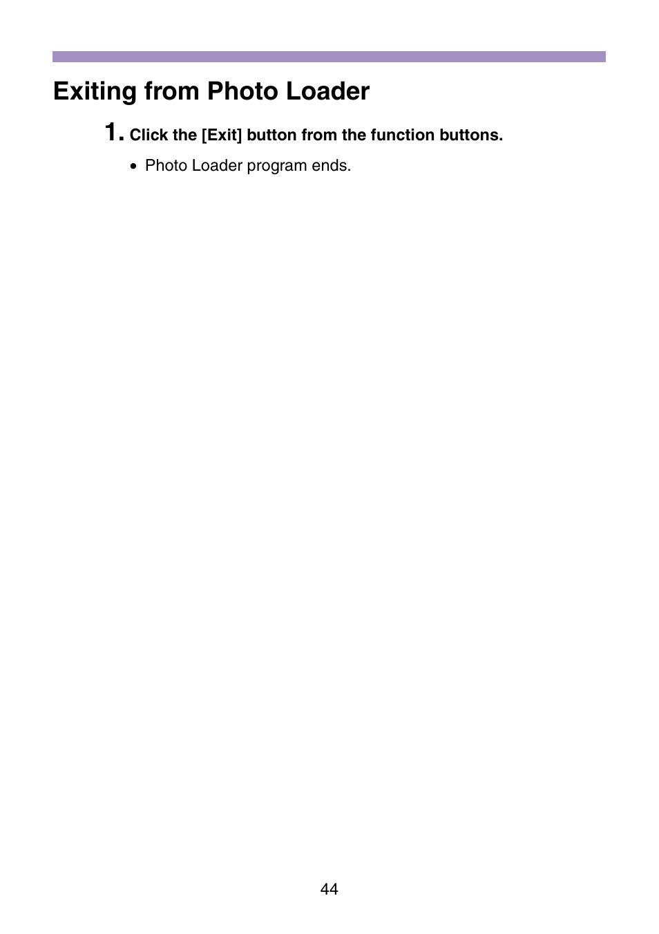 Exiting from photo loader, Exiting from photo loader 1 | Casio Photo Loader v.1.1 User Manual | Page 45 / 47