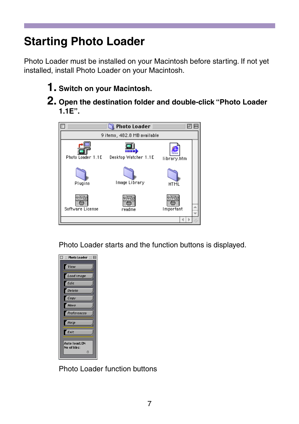 Starting photo loader | Casio Photo Loader v.1.1 User Manual | Page 8 / 47