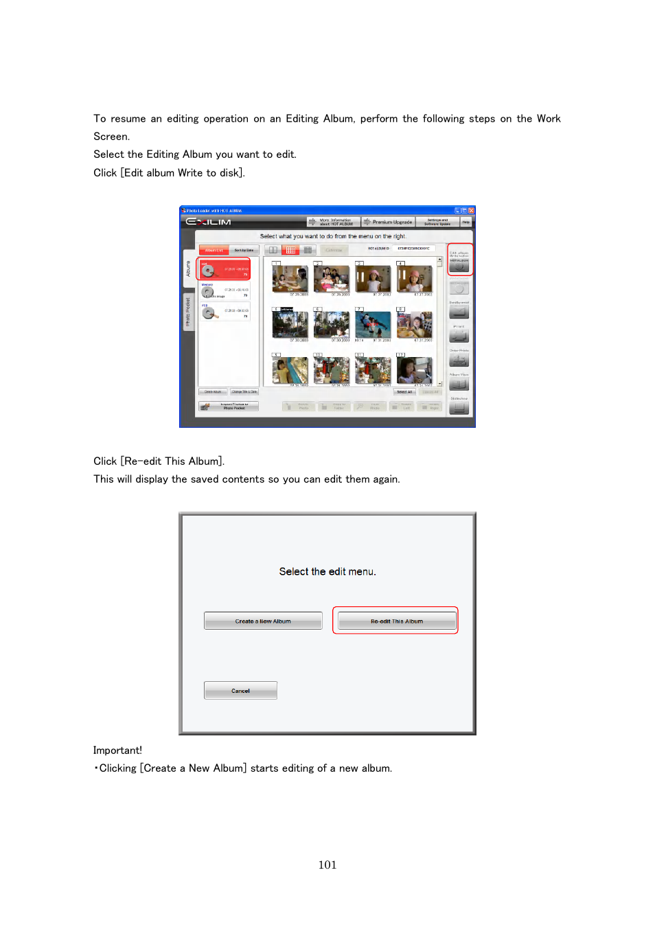 Casio Photo Loader with HOT ALBUM User Manual | Page 101 / 174