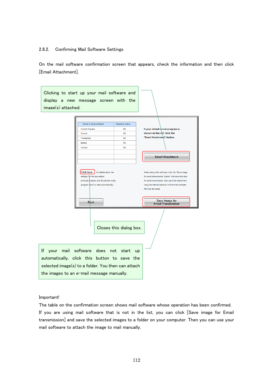 Confirming mail software settings | Casio Photo Loader with HOT ALBUM User Manual | Page 112 / 174
