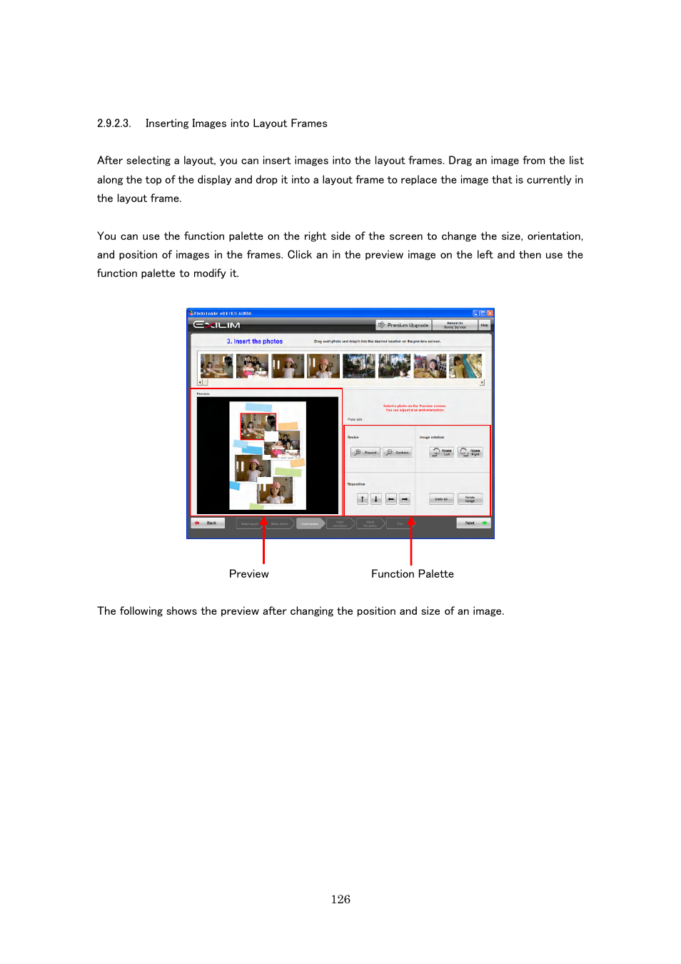 Inserting images into layout frames | Casio Photo Loader with HOT ALBUM User Manual | Page 126 / 174