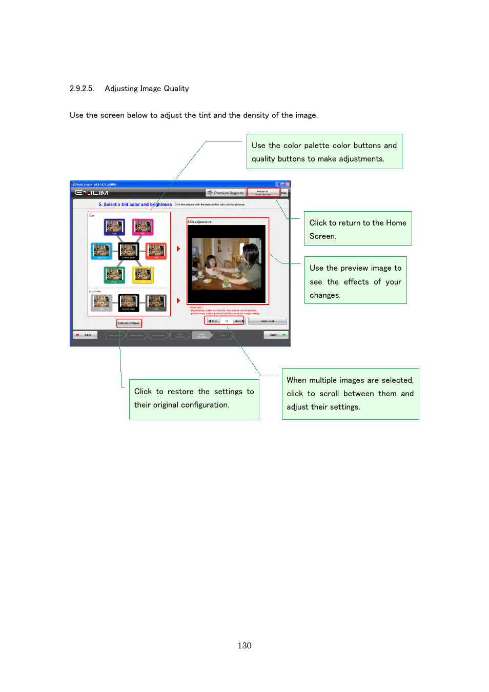 Adjusting image quality | Casio Photo Loader with HOT ALBUM User Manual | Page 130 / 174