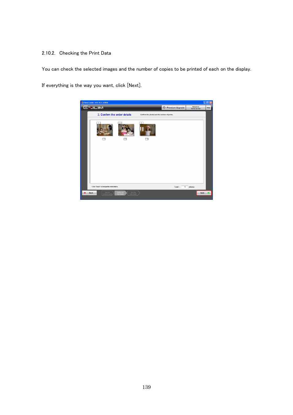 Checking the print data | Casio Photo Loader with HOT ALBUM User Manual | Page 139 / 174