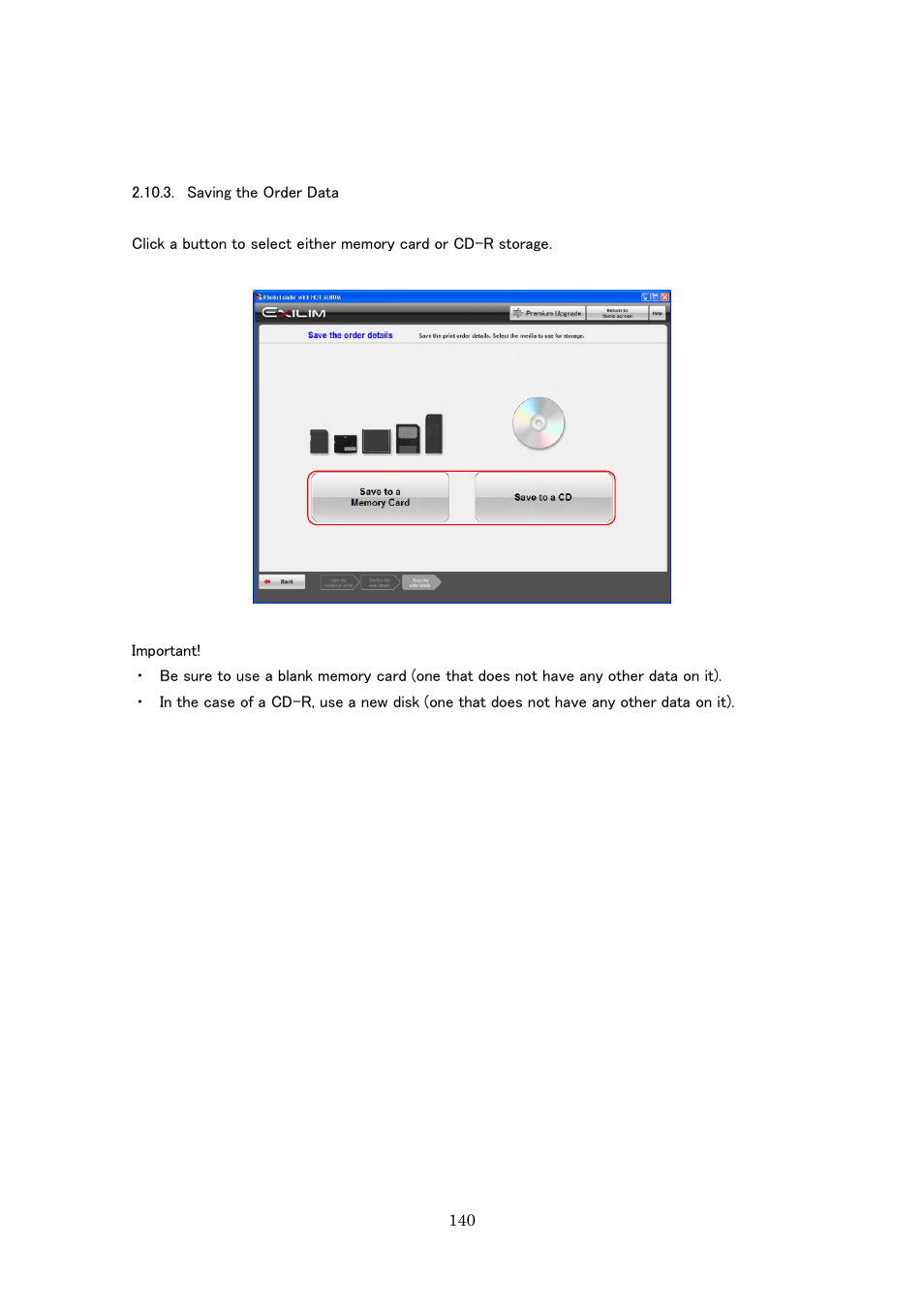 Saving the order data | Casio Photo Loader with HOT ALBUM User Manual | Page 140 / 174