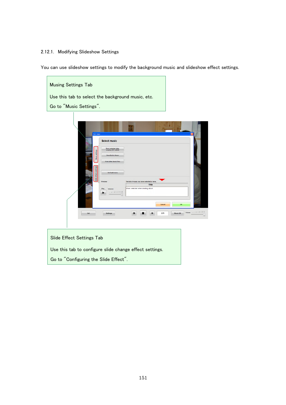 Modifying slideshow settings | Casio Photo Loader with HOT ALBUM User Manual | Page 151 / 174