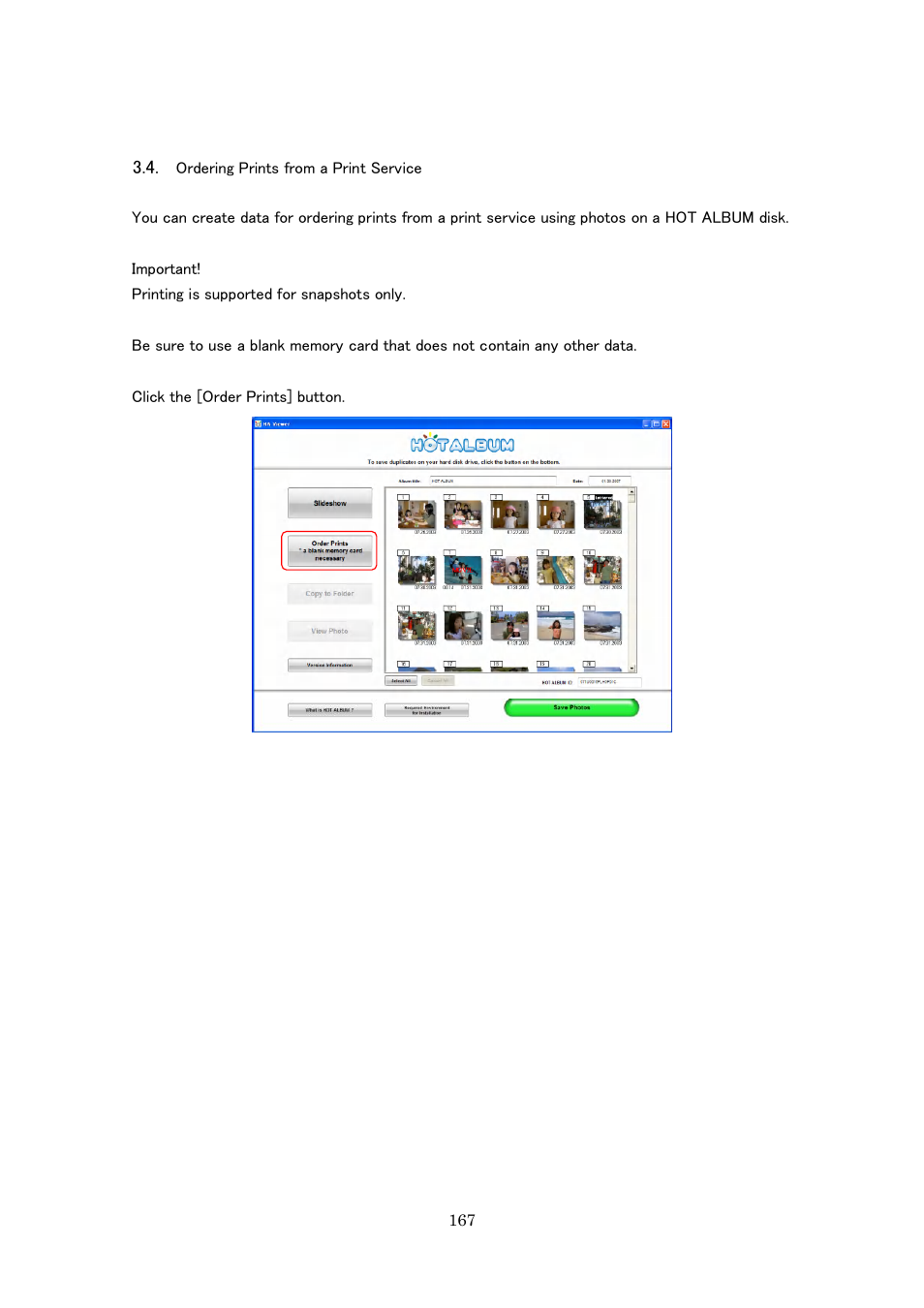 Ordering prints from a print service | Casio Photo Loader with HOT ALBUM User Manual | Page 167 / 174