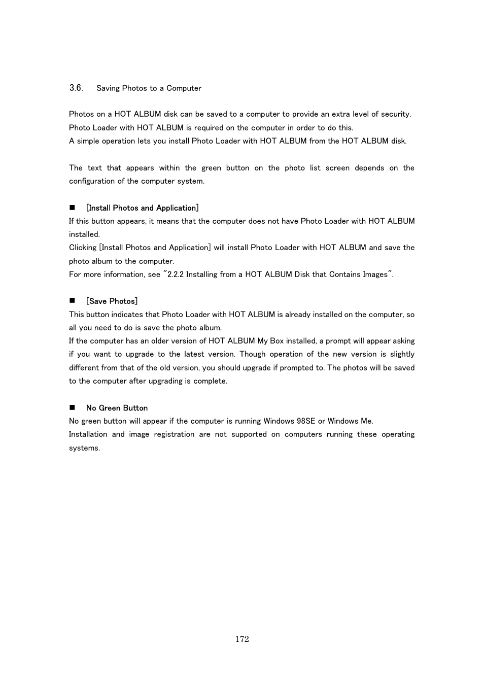 Saving photos to a computer | Casio Photo Loader with HOT ALBUM User Manual | Page 172 / 174