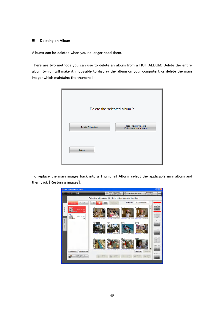Casio Photo Loader with HOT ALBUM User Manual | Page 48 / 174