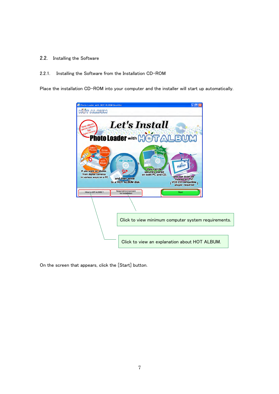 Installing the software | Casio Photo Loader with HOT ALBUM User Manual | Page 7 / 174