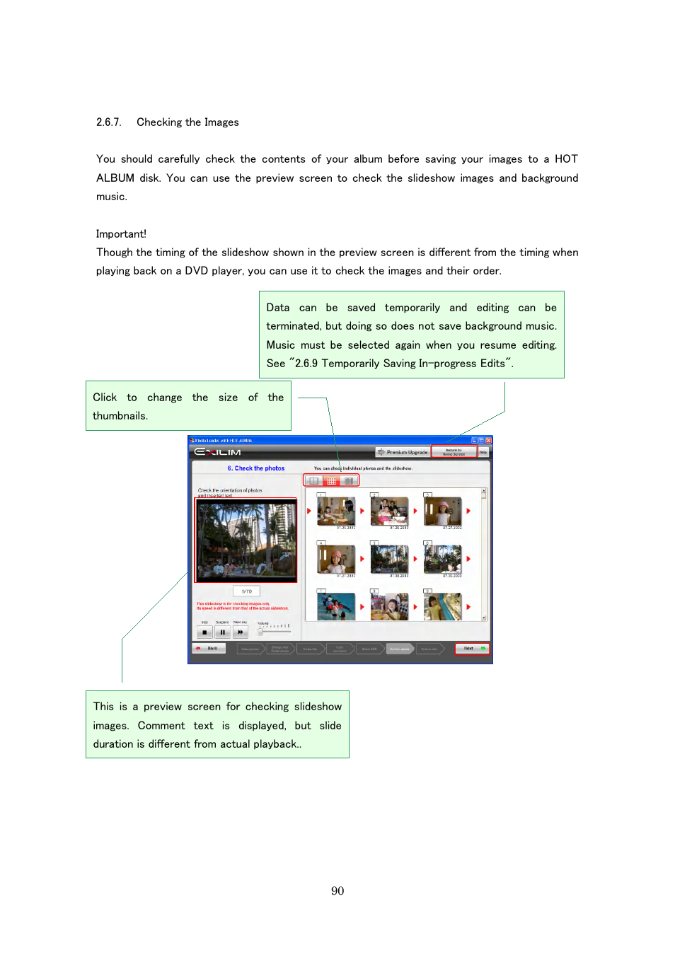 Checking the images | Casio Photo Loader with HOT ALBUM User Manual | Page 90 / 174