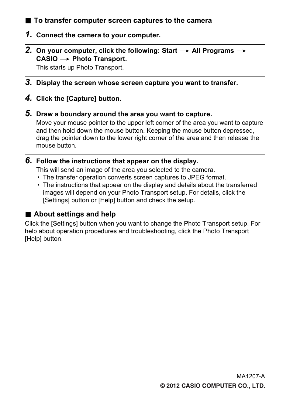 Casio Photo Transport User Manual | Page 2 / 2