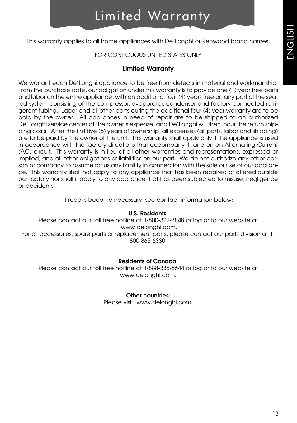 English | DeLonghi DE650P User Manual | Page 12 / 12