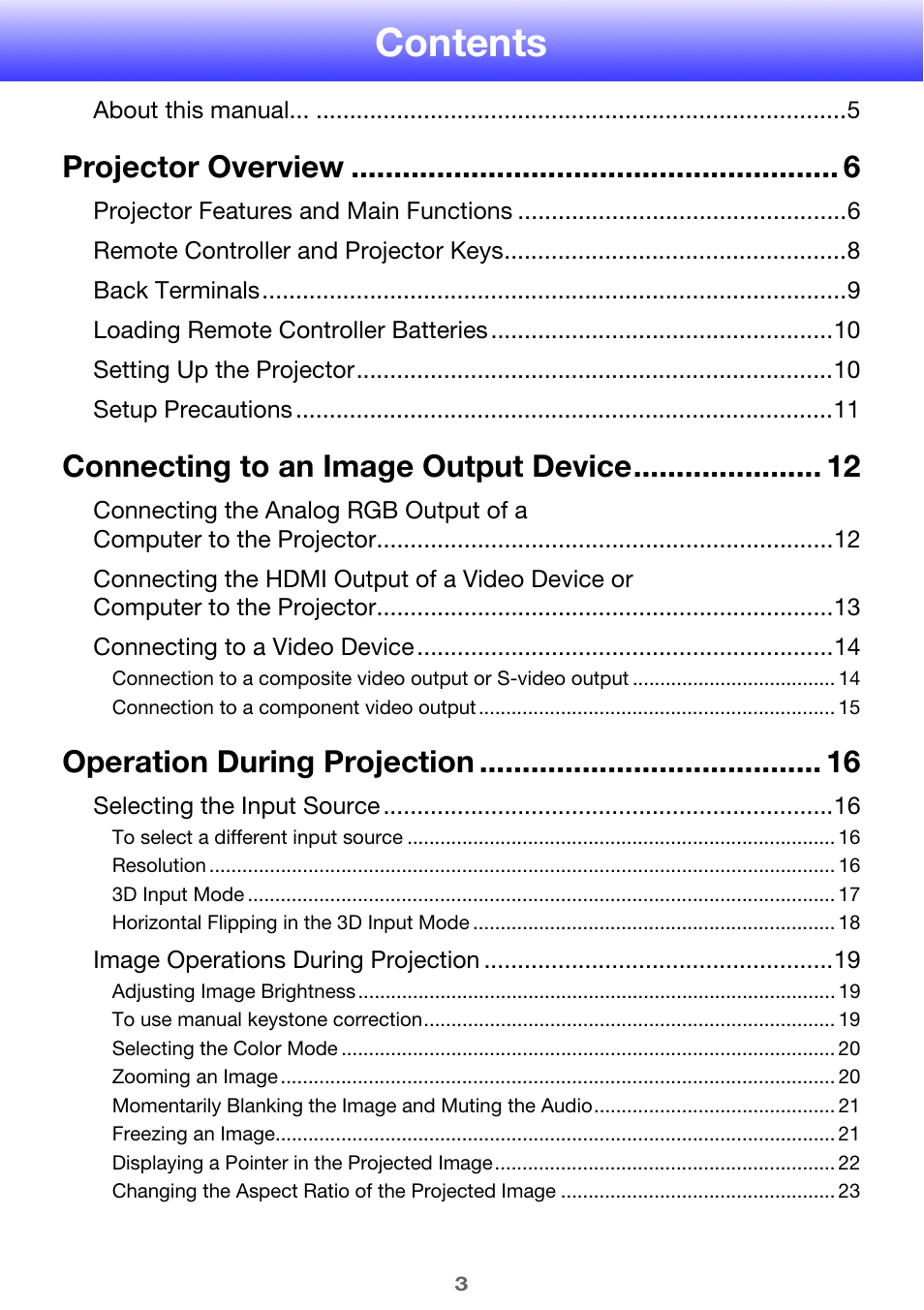 Casio XJ-H2600 User Guide User Manual | Page 3 / 74