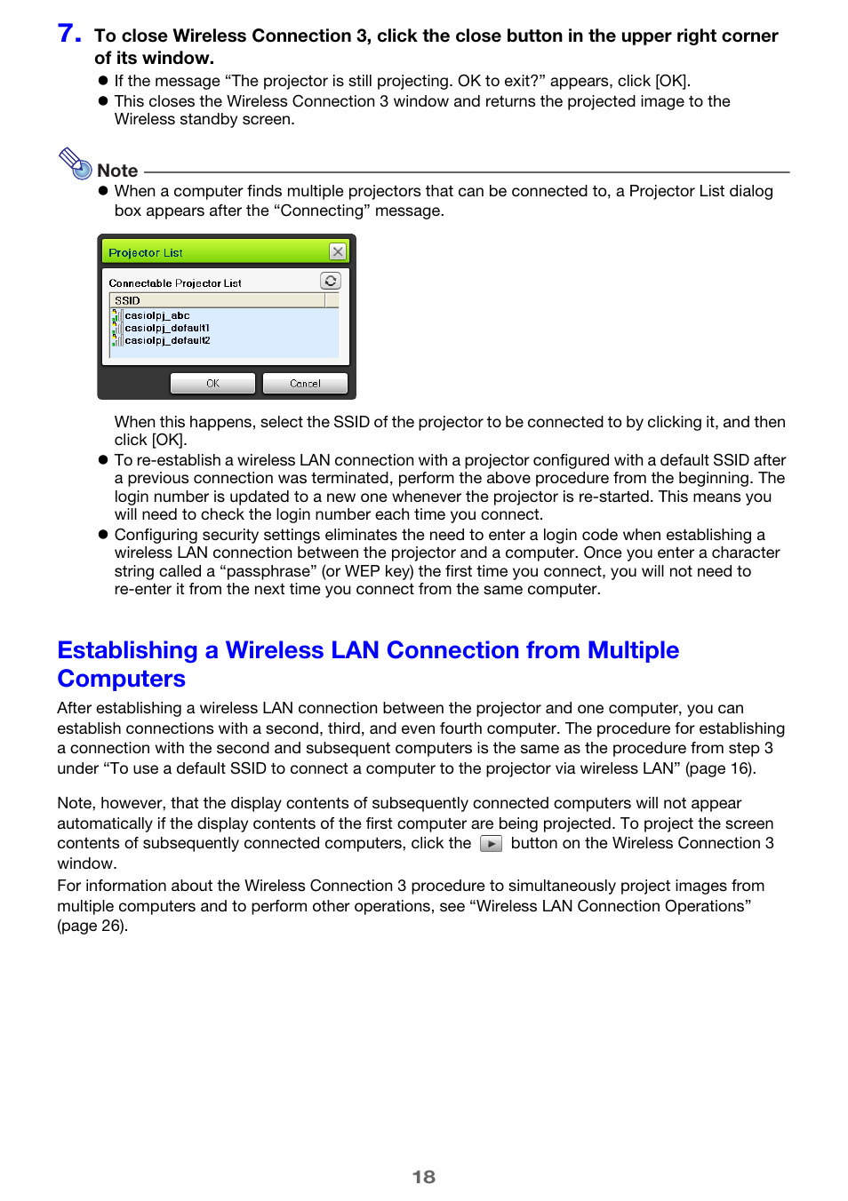 Casio XJ-H2650 Wireless Function Guide User Manual | Page 18 / 48