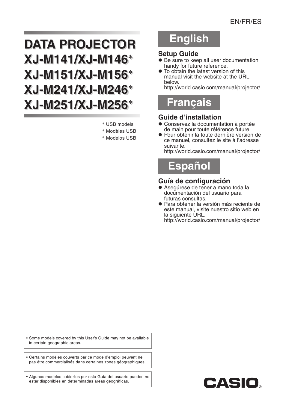 Casio XJ-M141 Setup Guide User Manual | 22 pages