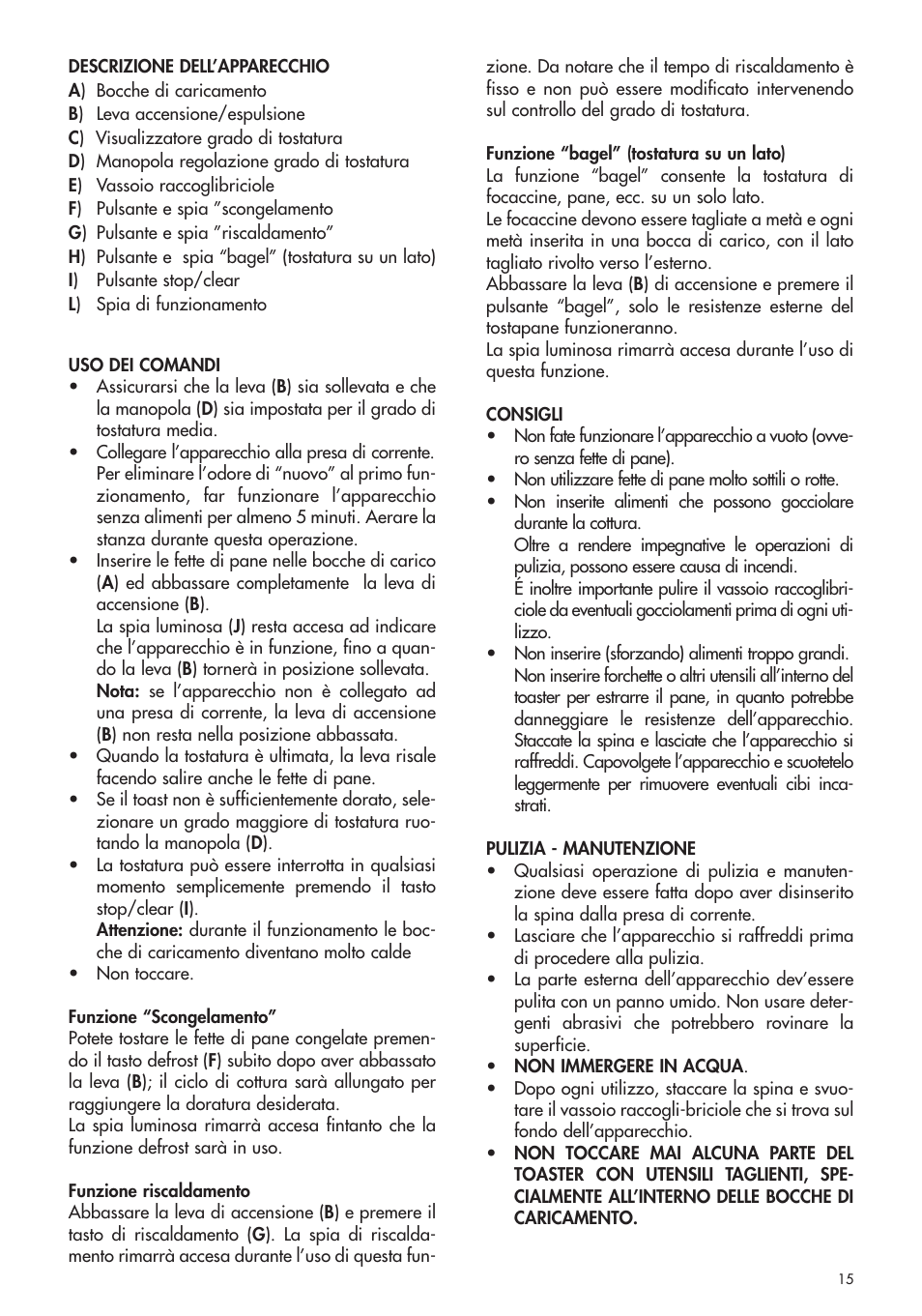 DeLonghi CTH4003B User Manual | Page 15 / 16