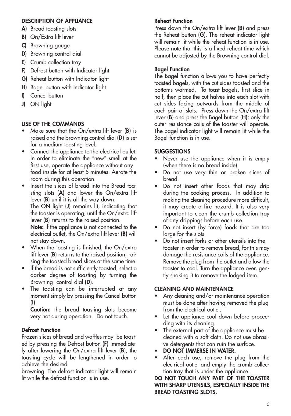 DeLonghi CTH4003B User Manual | Page 5 / 16