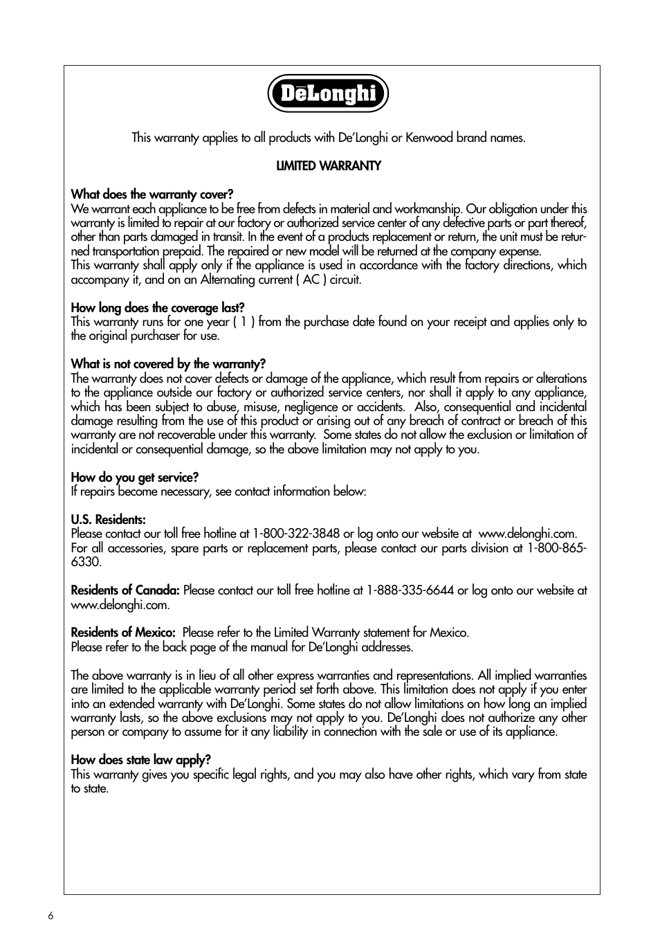 DeLonghi CTH4003B User Manual | Page 6 / 16