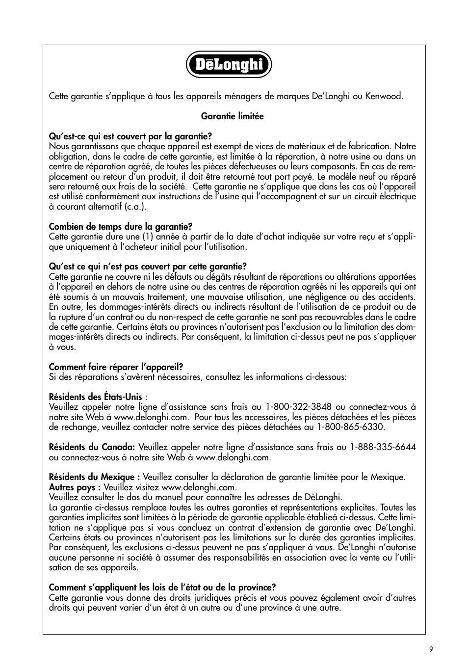 DeLonghi CTH4003B User Manual | Page 9 / 16