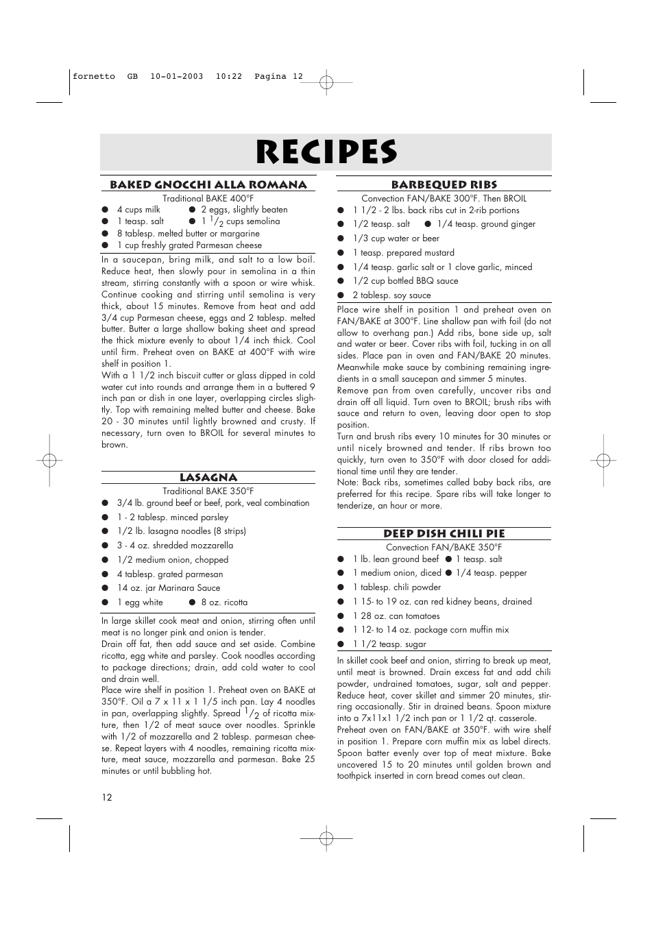 Recipes | DeLonghi AR690 User Manual | Page 12 / 14