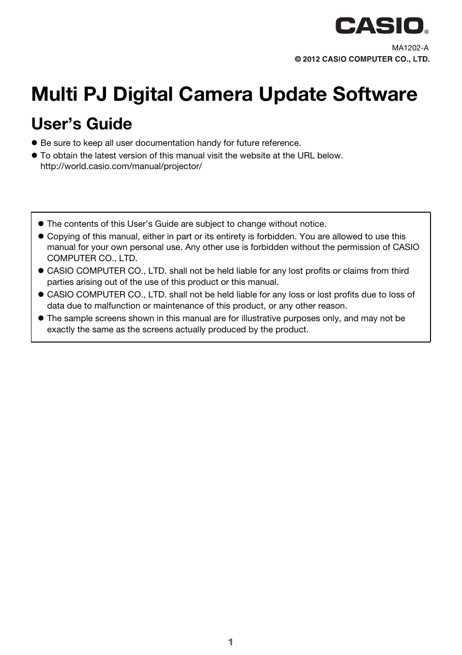 Casio XJ-H2650 User Manual | 4 pages