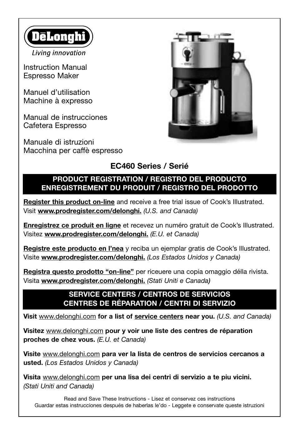DeLonghi EC460 User Manual | 30 pages