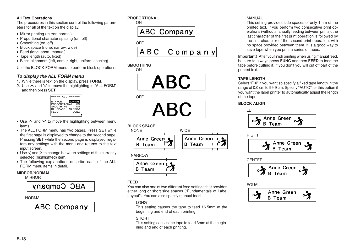 E-18 | Casio KL-8200 User Manual | Page 19 / 36