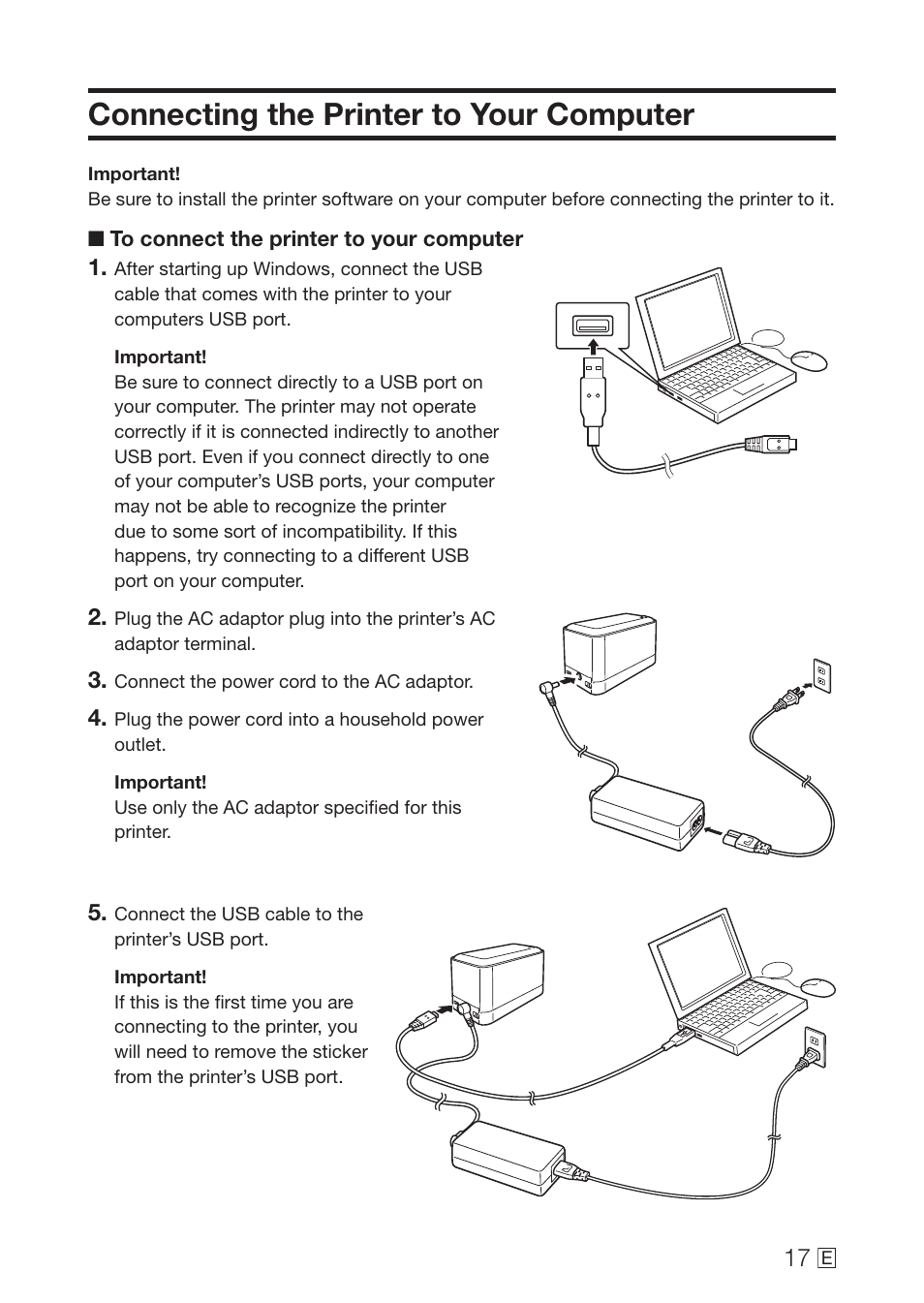 Connecting the printer to your computer | Casio MEP-U10 User Manual | Page 19 / 30