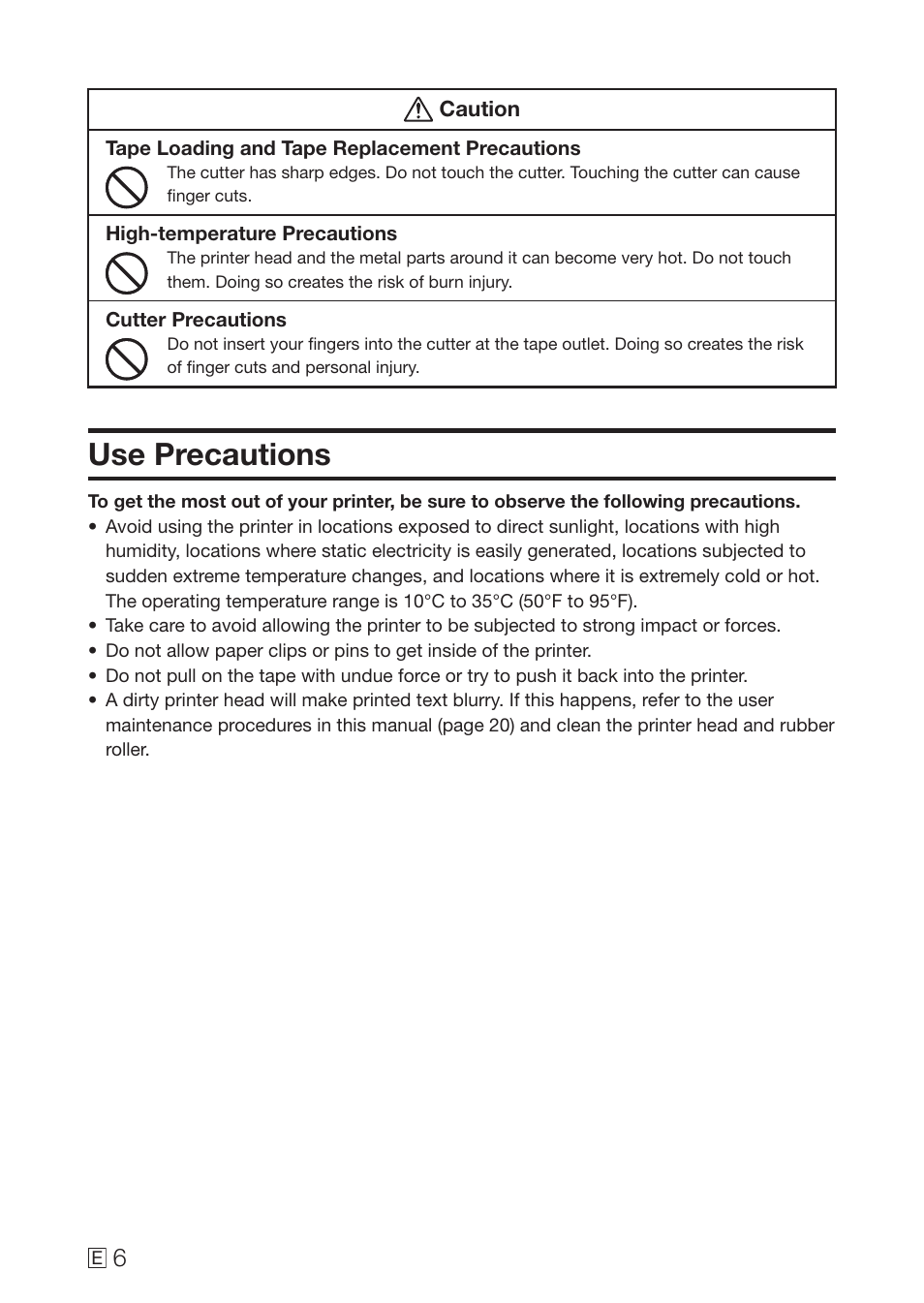 Use precautions | Casio MEP-U10 User Manual | Page 8 / 30