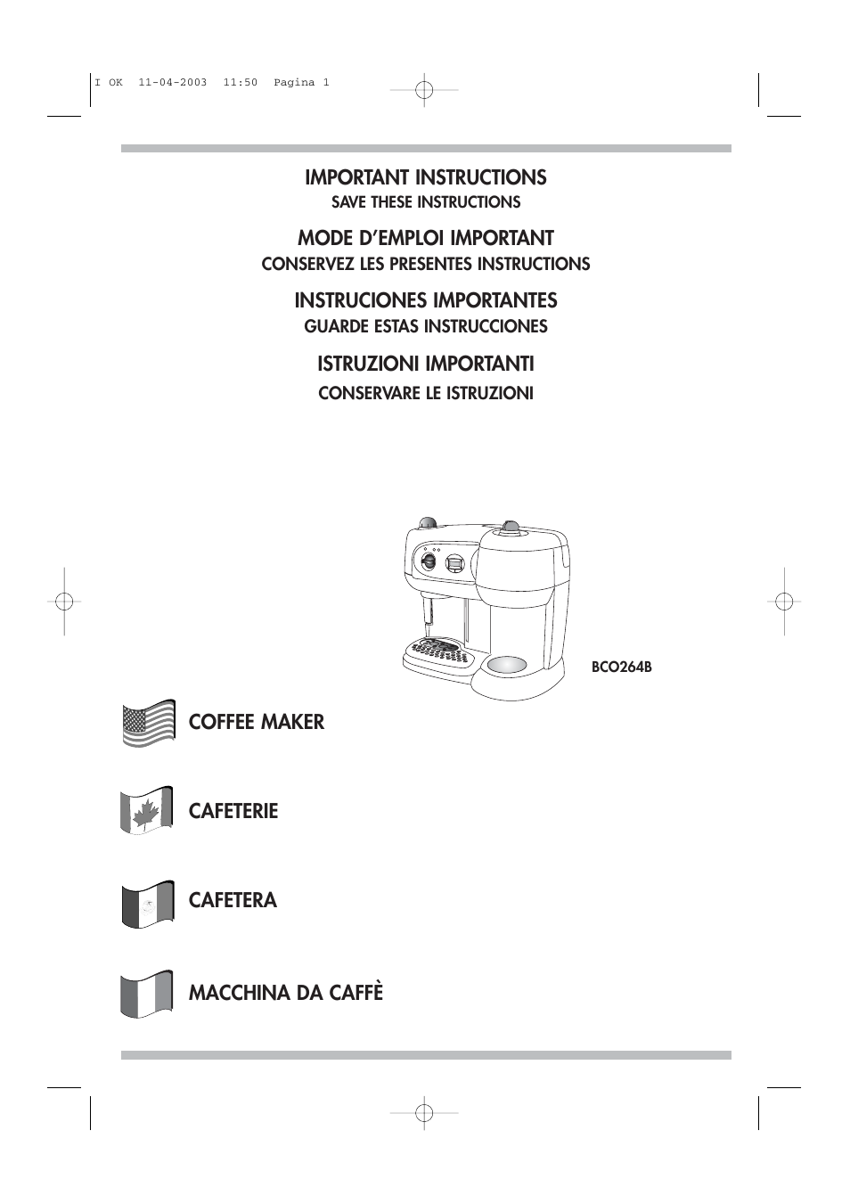 DeLonghi BCO264B User Manual | 14 pages