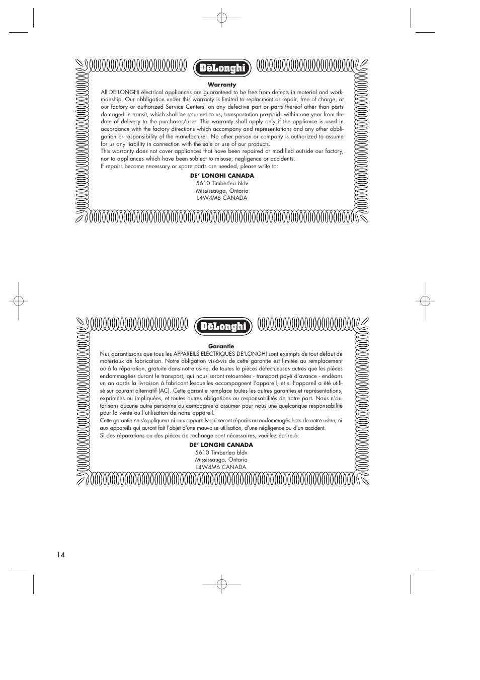 DeLonghi DR18TG User Manual | Page 14 / 24