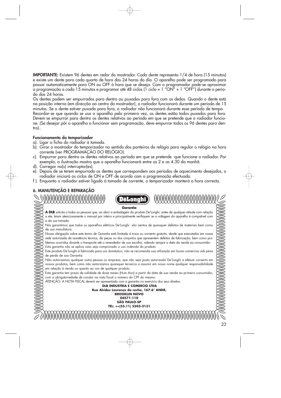 DeLonghi DR18TG User Manual | Page 23 / 24