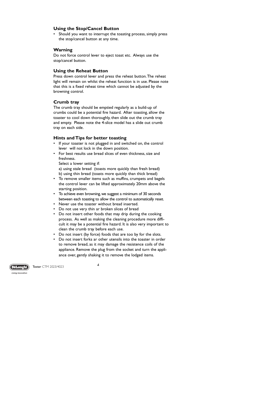 DeLonghi CTM 2023 User Manual | Page 4 / 8