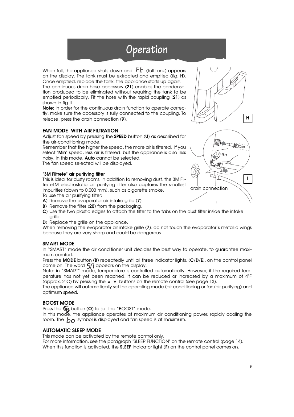 Operation | DeLonghi PINGUINO PAC T110P User Manual | Page 9 / 19