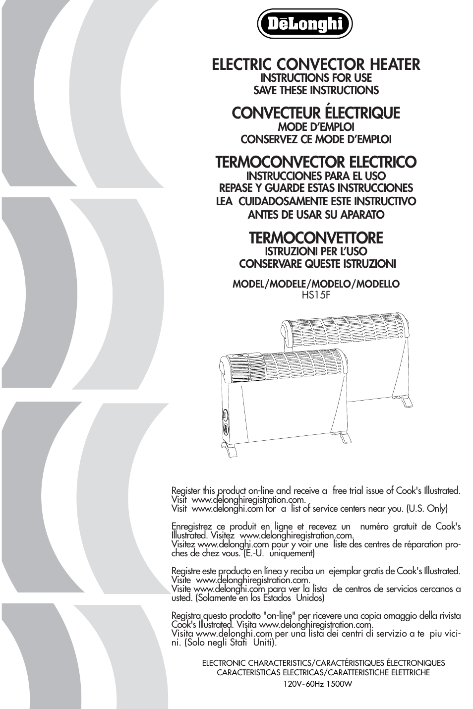 DeLonghi HS15F User Manual | 7 pages