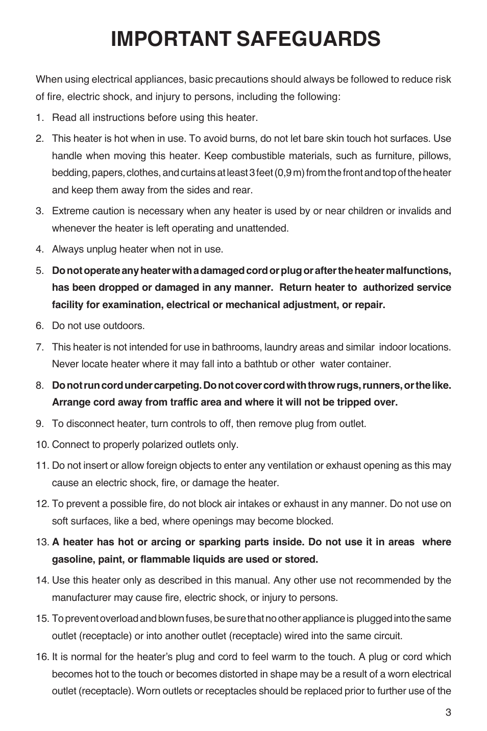 Important safeguards | DeLonghi HS15F User Manual | Page 3 / 7