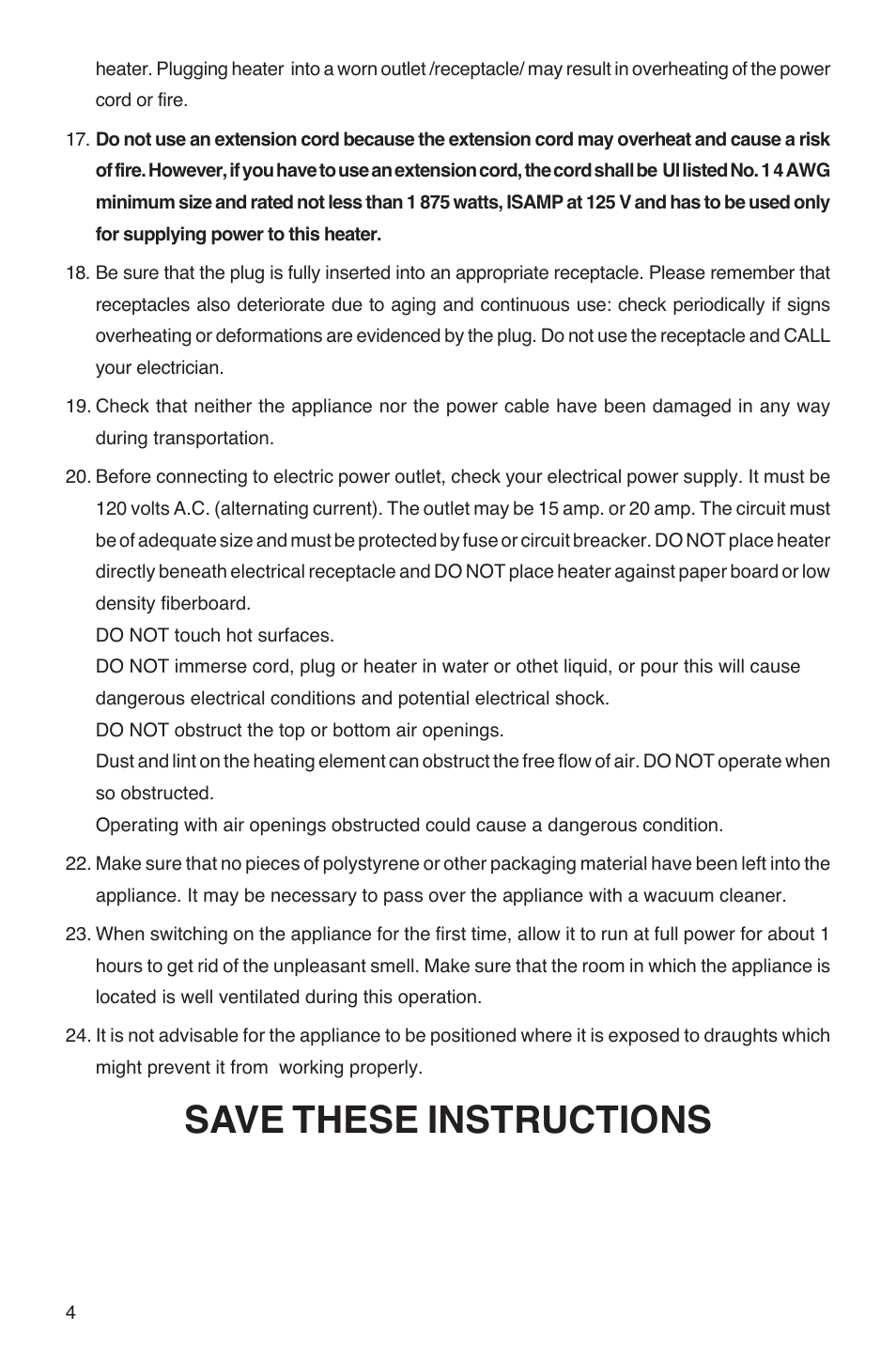 Save these instructions | DeLonghi HS15F User Manual | Page 4 / 7